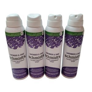 Lot Of 4 Schmidt's Natural Deodorant Spray Lavender & Sage Scent 3.2 oz each